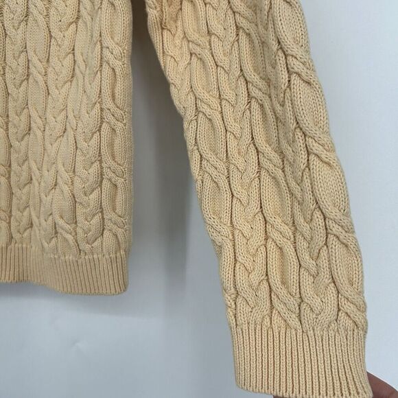 Vintage Talbots Cable Knit Sweater Beige Chunky Knit Cotton Size PP Petite - Picture 4 of 9